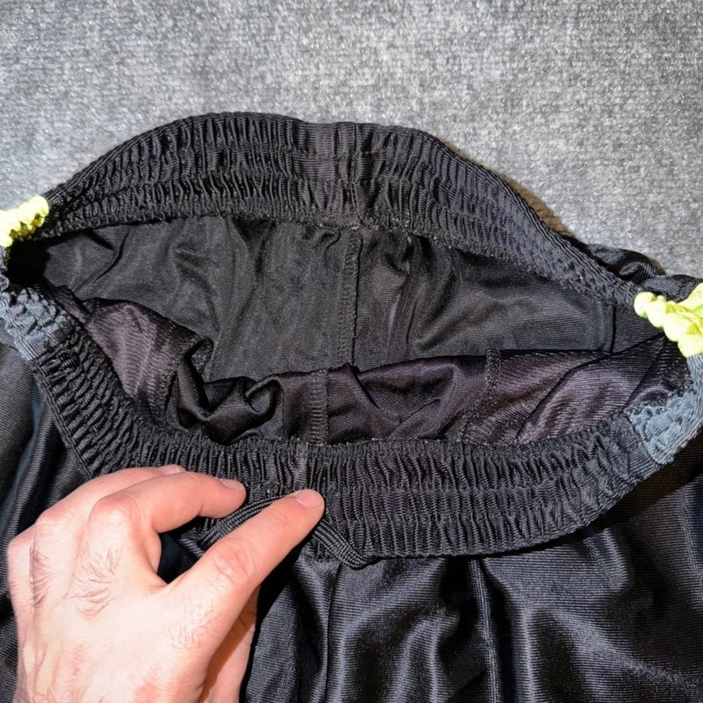 Men's Black Athletic Shorts with Neon Yellow Side Panels - Picture 4 of 4